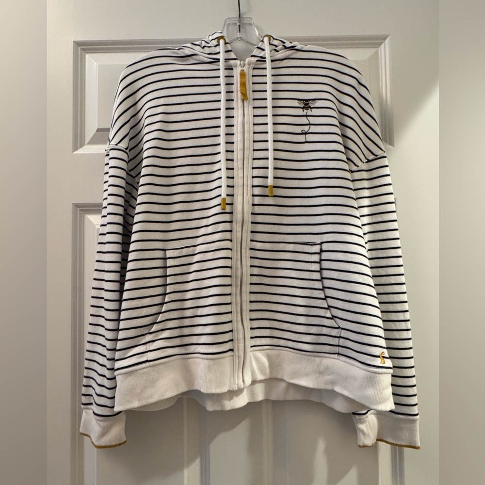 Joules Cream Navy Bee Oakham Zip Through Sweatshirt Size 8 US